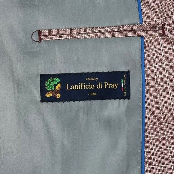 S. Cohen Custom Lanificio di Pray Wool Sport Coat Blazer Plaid Red Mens 44T - Picture 11 of 14